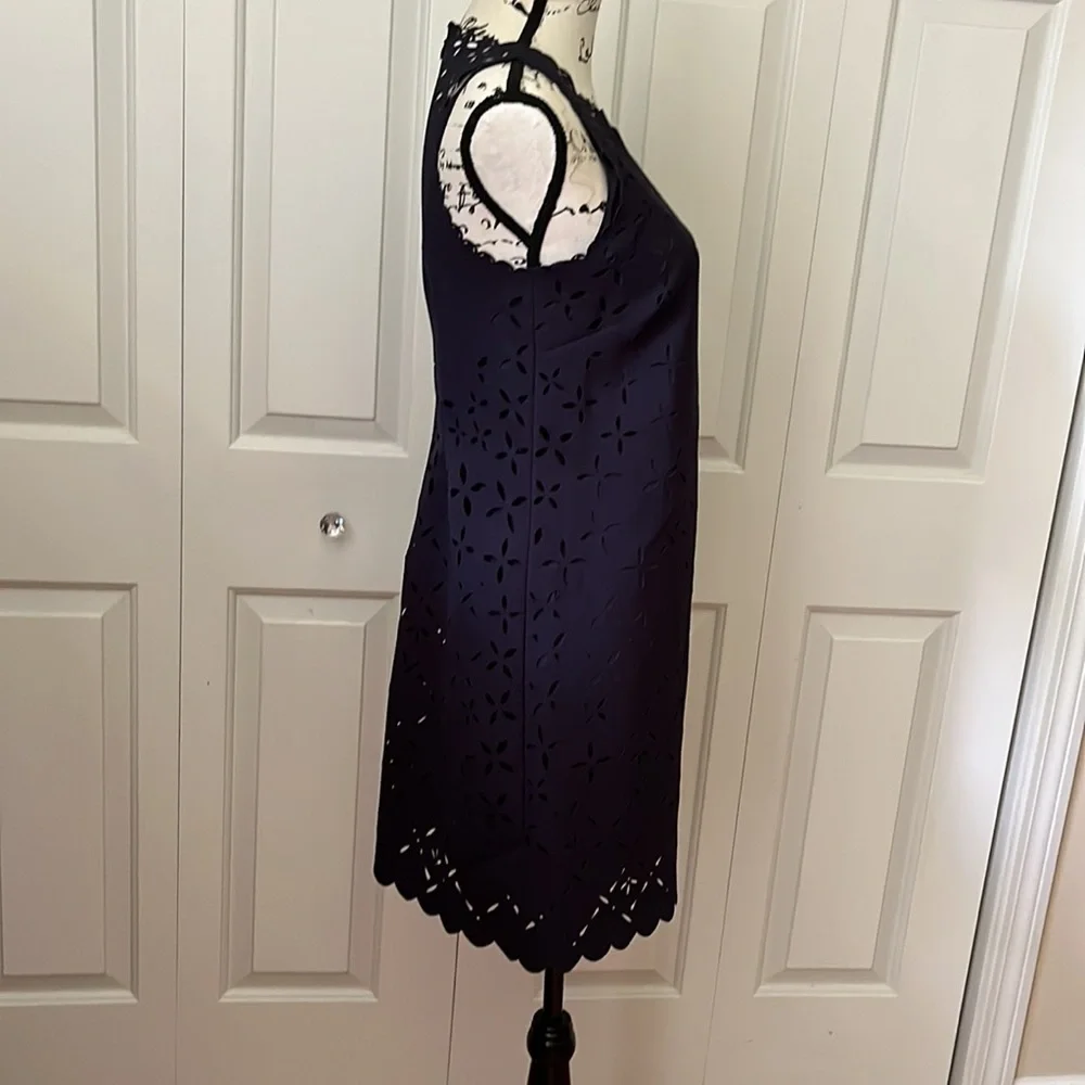 J. Crew Laser Cut Sleeveless Navy Blue Dress Sz 2